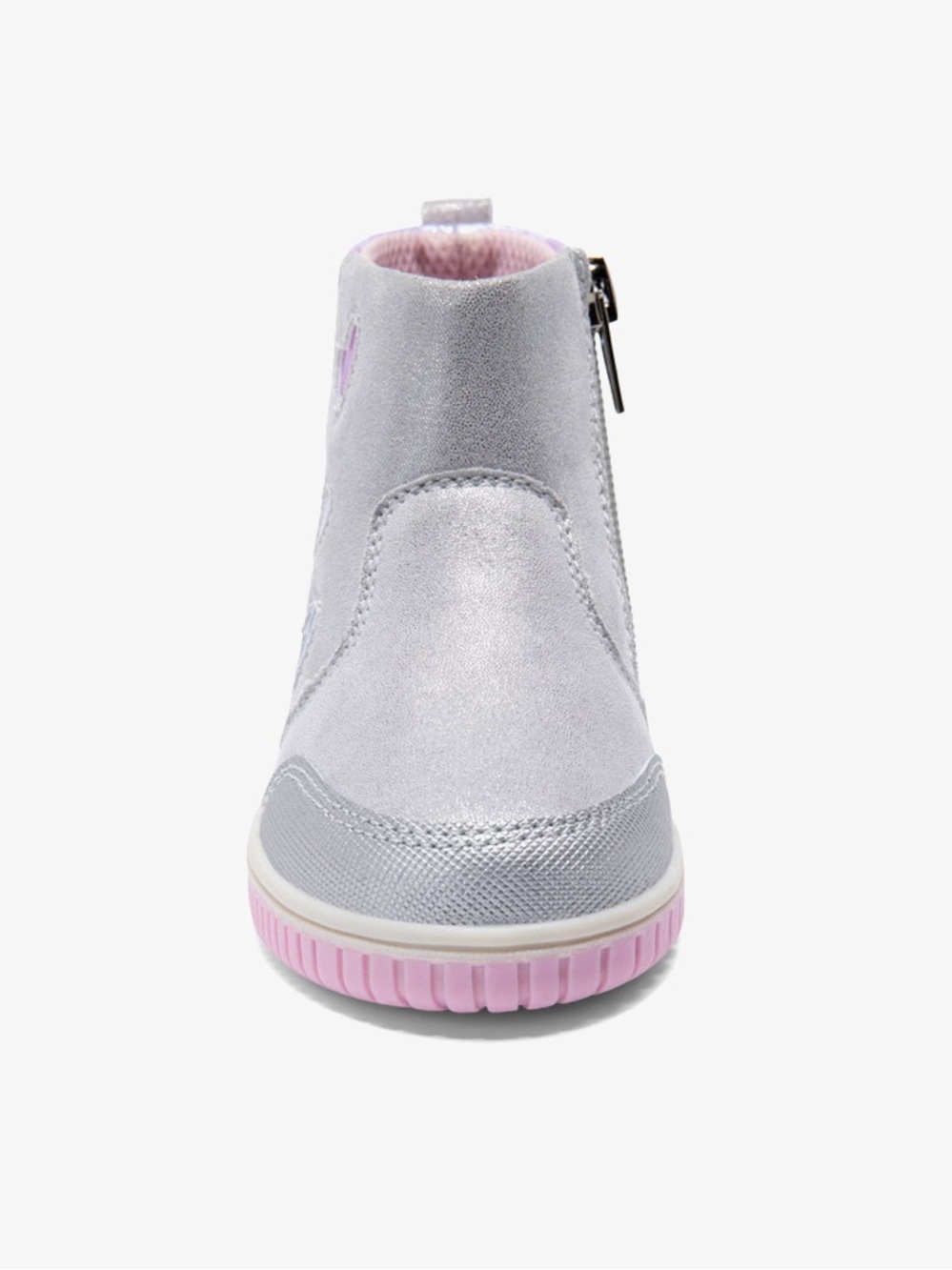 Stride Rite Girls' Silver Ankle Boots with Pastel Purple & Pink Accents Size 5 - Picture 3 of 16